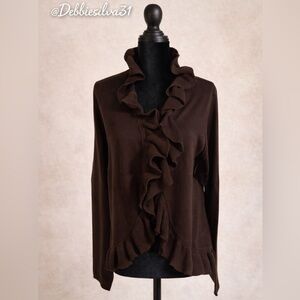 Elementz Brown Ruffled Cardigan
